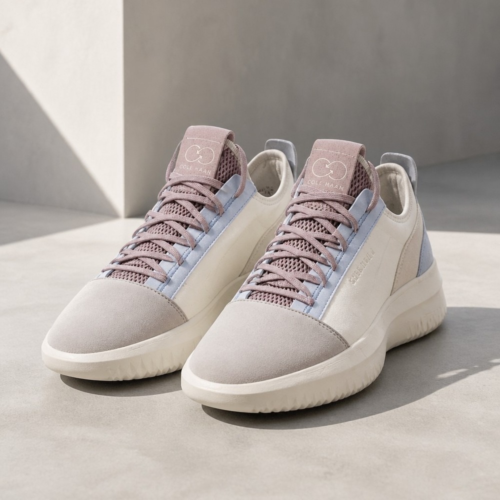 Cole Haan Zerogrand GrandPrø Low Top Lace Up Sneakers White/Pink Synthetic